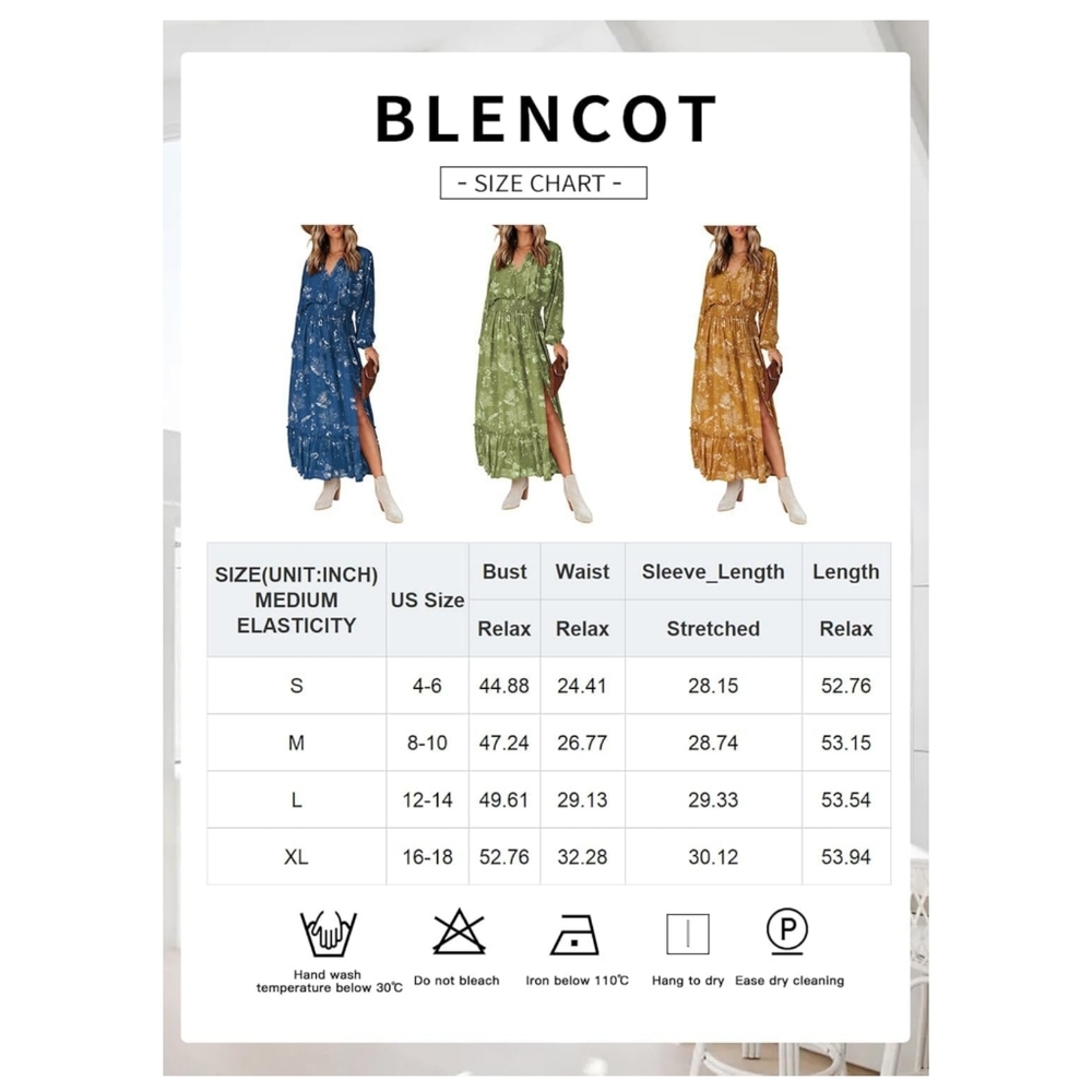 Like New Blencot Black Yellow Paisley Floral Long Sleeve Flowy Maxi Dress L - Picture 10 of 13